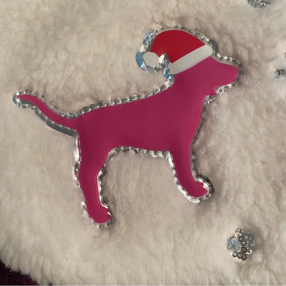 PINK VS Silver bling Dottie clause stocking with snowflakes - Picture 2 of 5